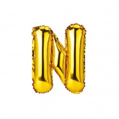 balon din folie metalizata, auriu, 40 cm, litera N
