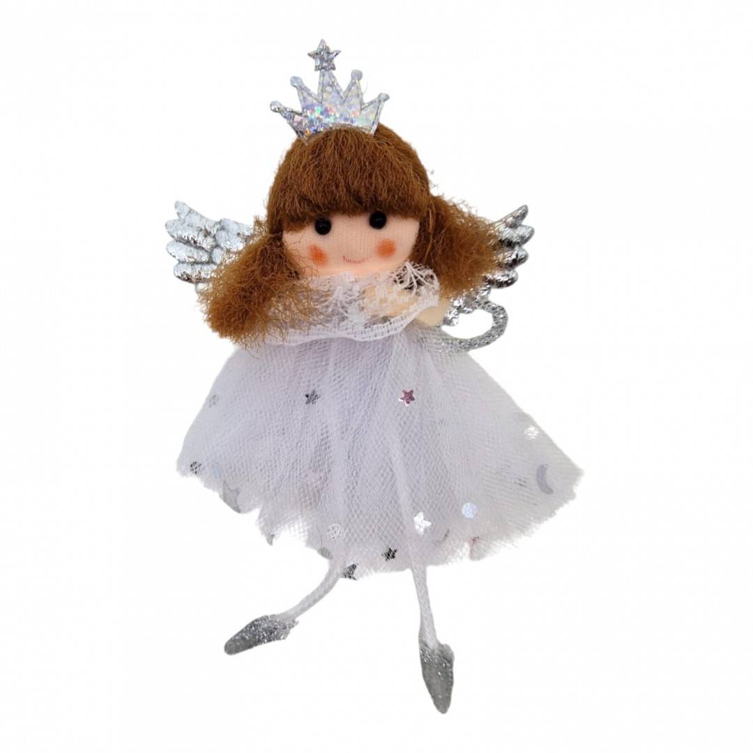 Decoratiune pentru pomul de Craciun, balerina, 13 cm, alb