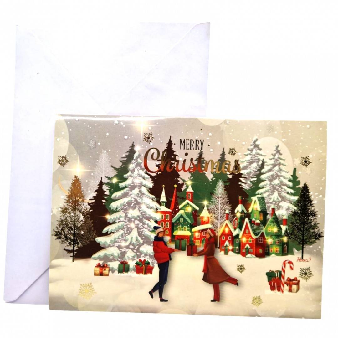 Felicitare 3D cu plic, pentru Craciun, Merry Christmas, 19x13 cm