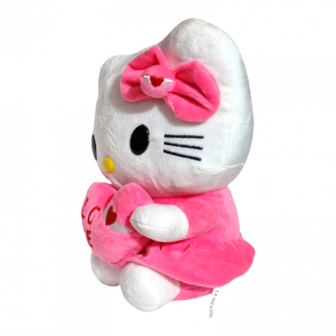 Jucarie de plus, pisicuta Kitty cu inimioara, 20 cm, roz