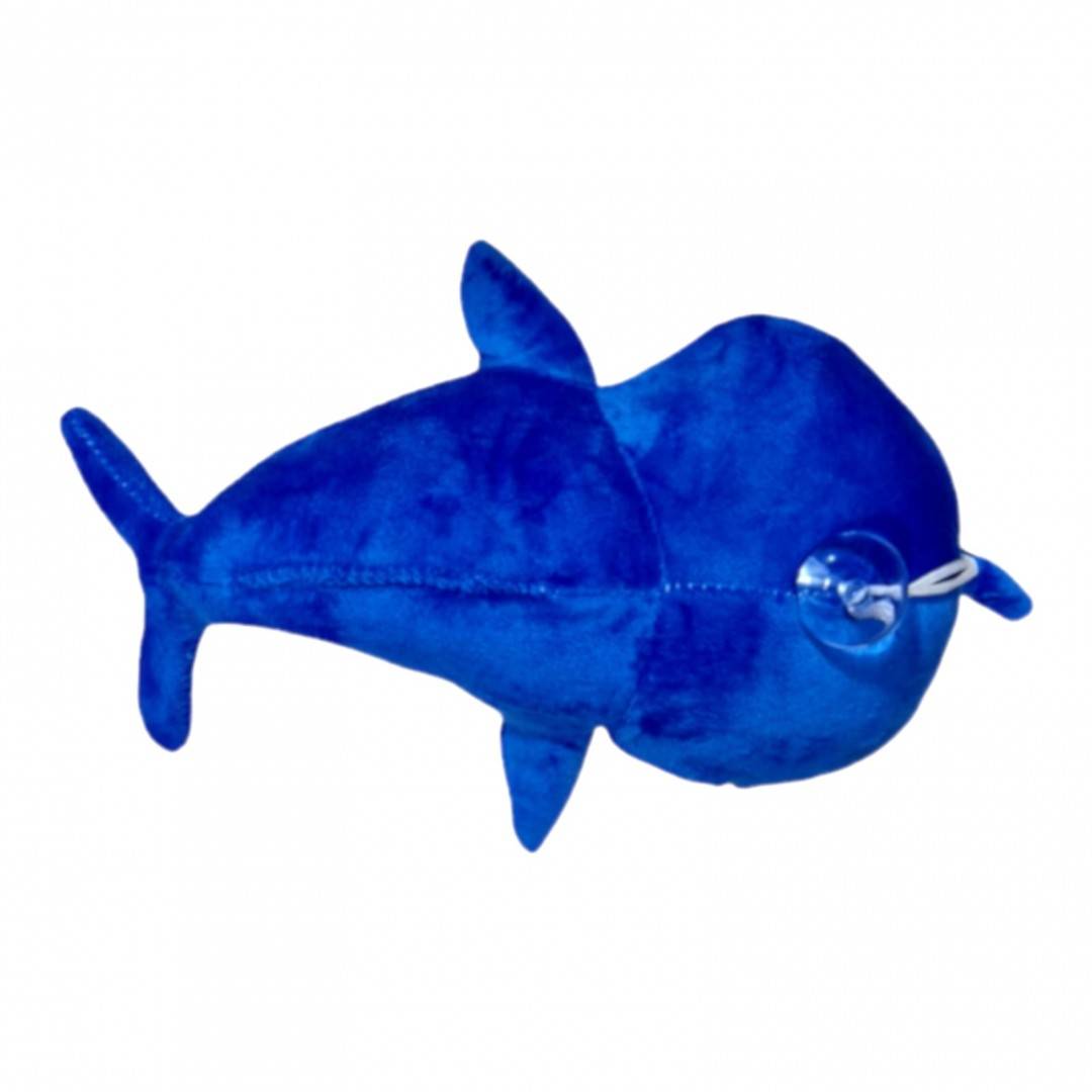 jucarie din plus, baby shark, rechin cu detalii brodate,  27 cm, albastru