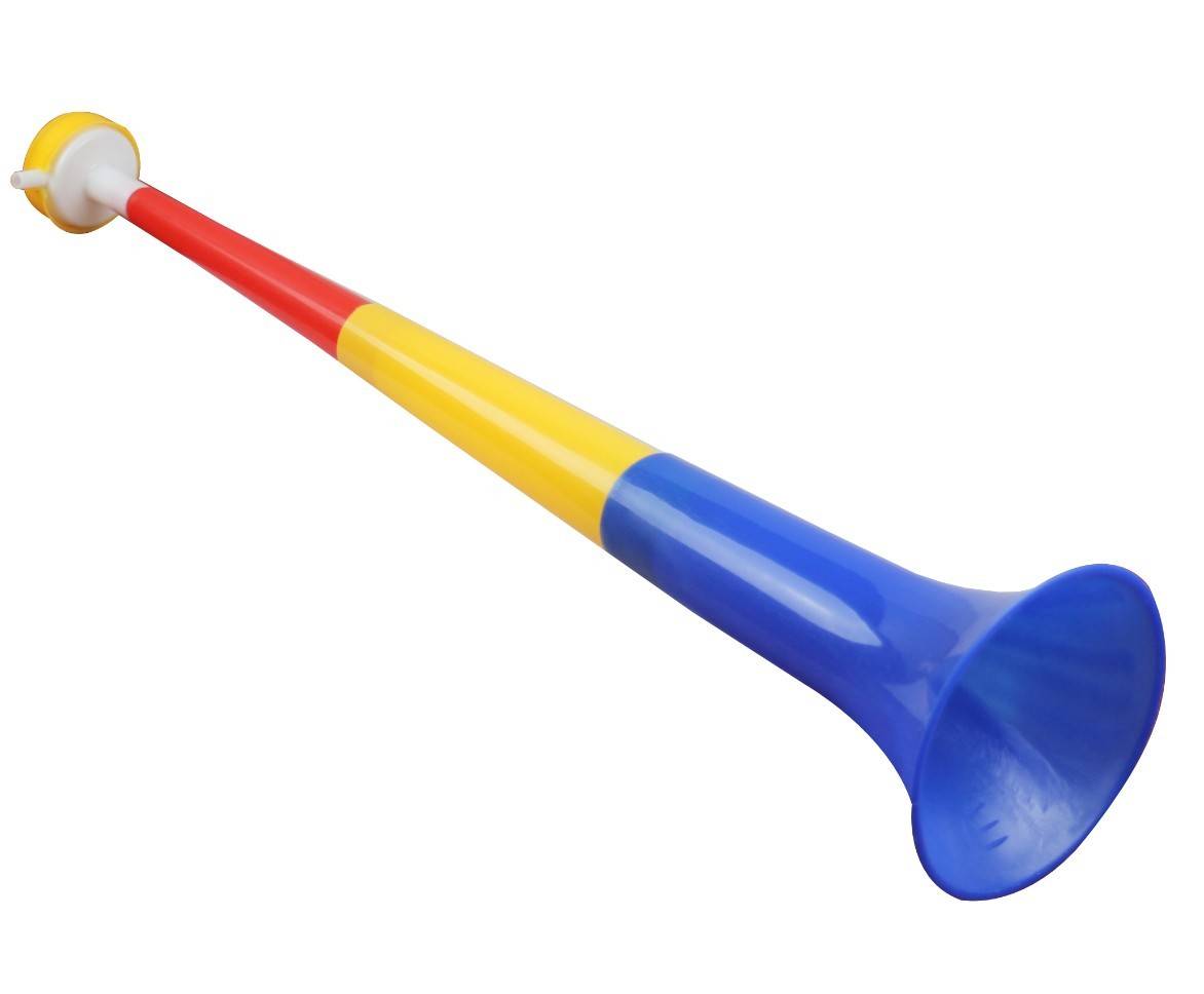 Vuvuzela trompeta din 3 segmente, tricolor, 48 cm, 130 db