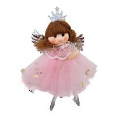 Decoratiune pentru pomul de Craciun, balerina, 13 cm, roz