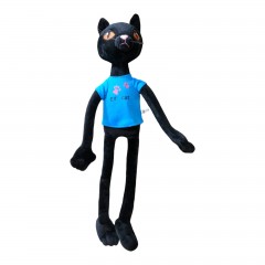 jucarie de plus, pisica cu insertie metalica, elf cat, 50 cm, negru